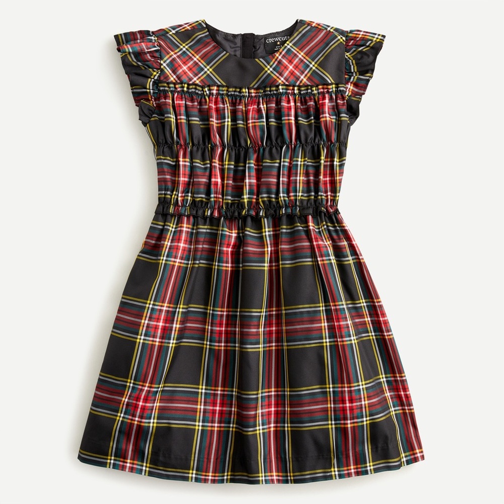 Crewcuts Smocked Stewart Tartan Plaid Dress - Sz 12 JCrew Red, Black and Green